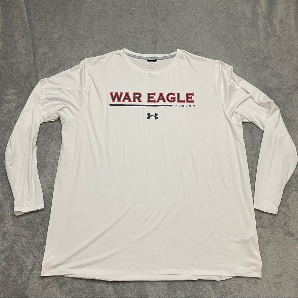Under Armour Long Sleeve Shirt White Auburn War Eagle Graphic Athletic Mens 3XL
